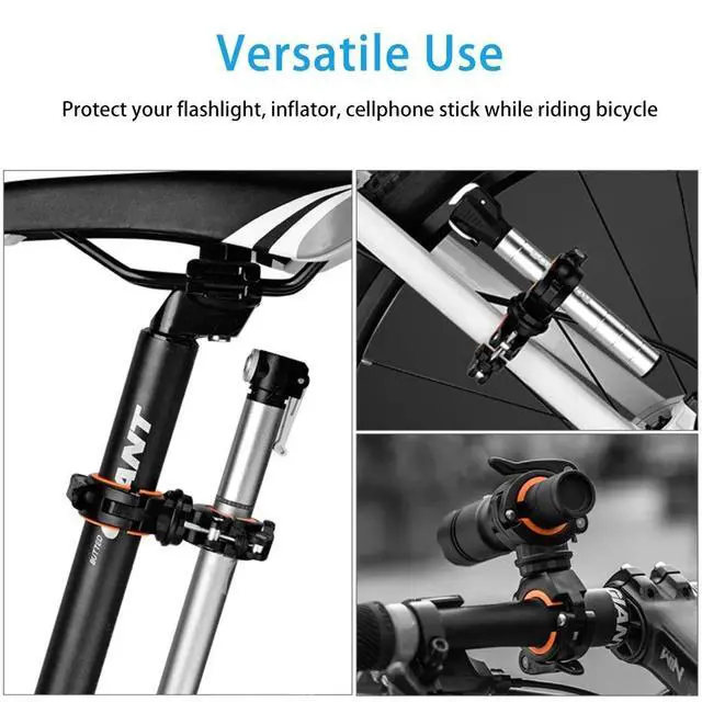 Alt view image 4 of 7 - 2 Pack 360° Rotation Flashlight Mount Holder Bicycle LED Light Clip Clamp