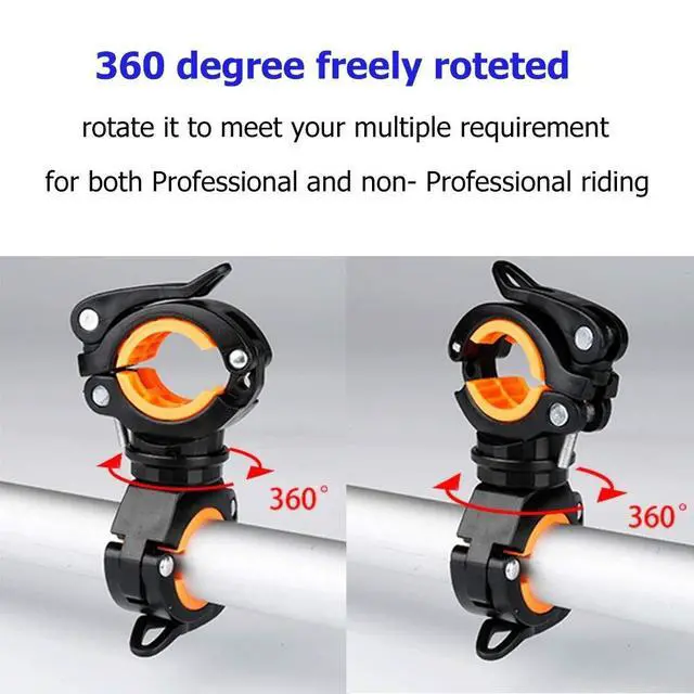 Alt view image 6 of 7 - 2 Pack 360° Rotation Flashlight Mount Holder Bicycle LED Light Clip Clamp