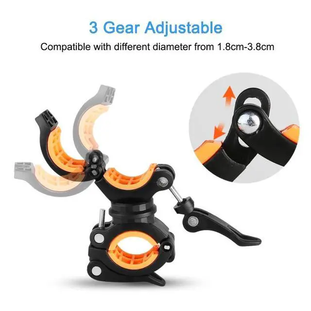 Alt view image 7 of 7 - 2 Pack 360° Rotation Flashlight Mount Holder Bicycle LED Light Clip Clamp