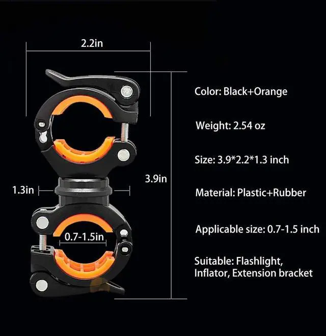 Alt view image 5 of 7 - 2 Pack 360° Rotation Flashlight Mount Holder Bicycle LED Light Clip Clamp