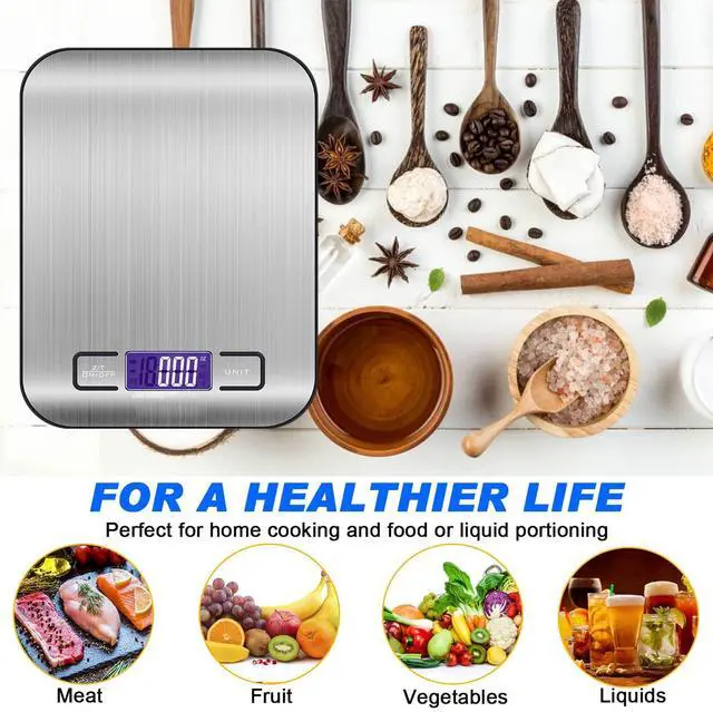 Alt view image 4 of 7 - Digital Food Scale 22lb Kitchen Scales Grams & Ounces For Weight Loss Cooking