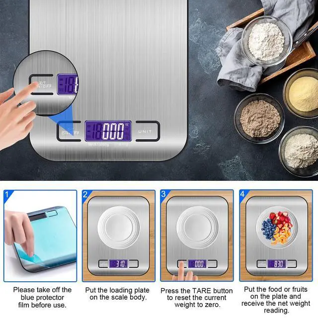 Alt view image 3 of 7 - Digital Food Scale 22lb Kitchen Scales Grams & Ounces For Weight Loss Cooking