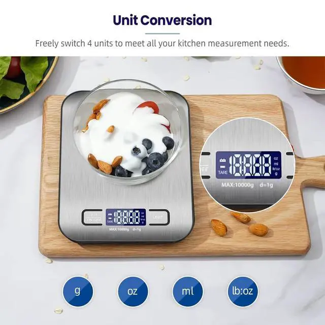 Alt view image 7 of 7 - Digital Food Scale 22lb Kitchen Scales Grams & Ounces For Weight Loss Cooking