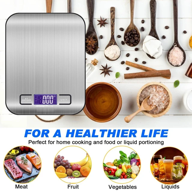 Alt view image 4 of 7 - Digital Food Scale 22lb Kitchen Scales Grams & Ounces For Weight Loss Cooking 10kg-22lbs