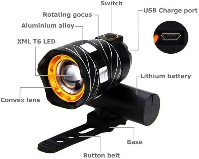 Alt view image 2 of 7 - Rechargeable 15000LM LED MTB Bicycle Light Bike Front Headlight w/USB Cord