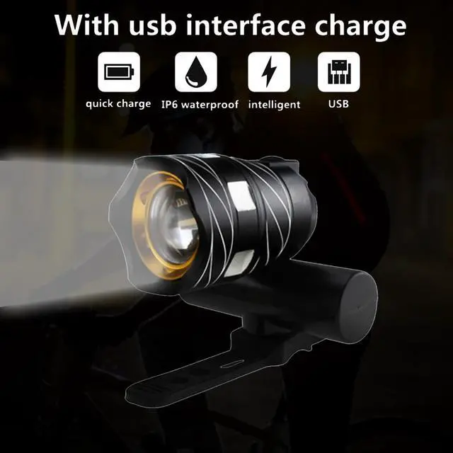 Alt view image 6 of 7 - Rechargeable 15000LM LED MTB Bicycle Light Bike Front Headlight w/USB Cord