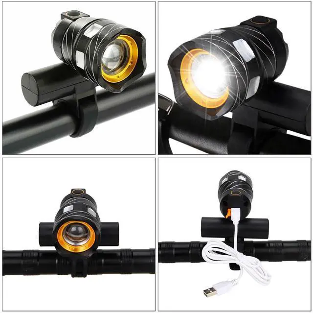 Alt view image 3 of 7 - Rechargeable 15000LM LED MTB Bicycle Light Bike Front Headlight w/USB Cord