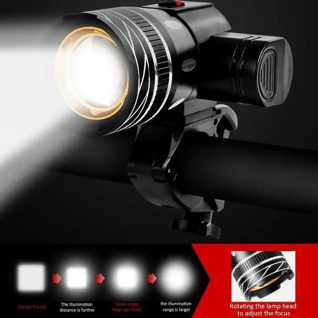 Alt view image 6 of 7 - Waterproof Super Bright LED Bike Light USB Rechargeable Bicycle Front Headlight T6 Front Light + 918 Rear Light