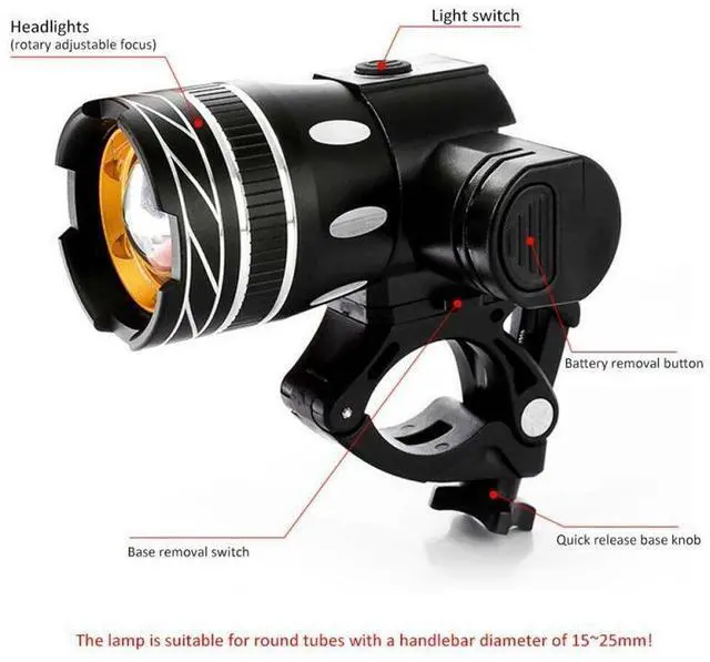 Alt view image 3 of 7 - Waterproof Super Bright LED Bike Light USB Rechargeable Bicycle Front Headlight T6 Front Light + 918 Rear Light