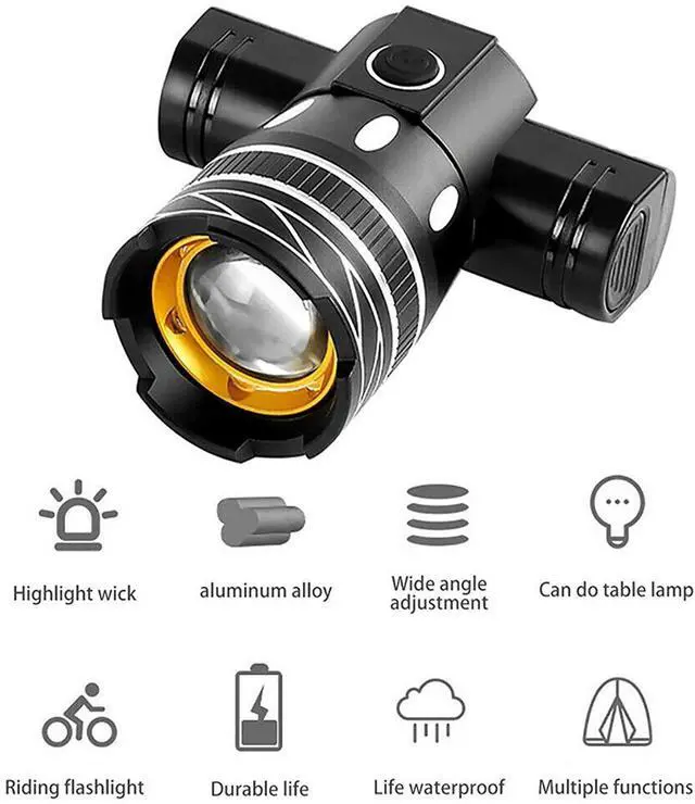 Alt view image 4 of 7 - Waterproof Super Bright LED Bike Light USB Rechargeable Bicycle Front Headlight T6 Front Light + 918 Rear Light