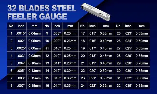Alt view image 4 of 7 - Performance 66785 Engine Piston Ring Filer Grinder Grinding w/ 32 Blade Feeler 32 Blade Feeler