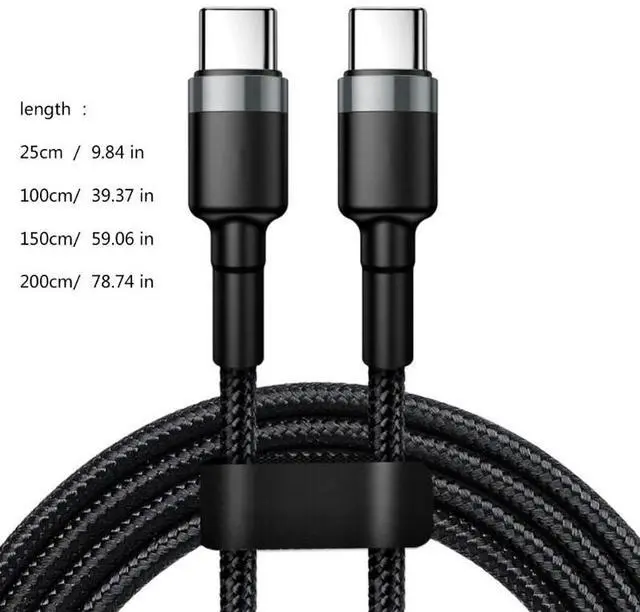 Alt view image 4 of 7 - 2x Fast Speed 120W 10A Type C to Type C Fast Charging Cable for Data Transfer silver+gold 1m/3ft