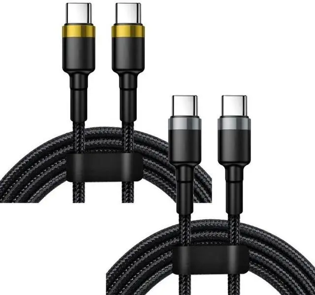 Alt view image 4 of 7 - 2x Fast Speed 120W 10A Type C to Type C Fast Charging Cable for Data Transfer silver+gold 2m/6ft