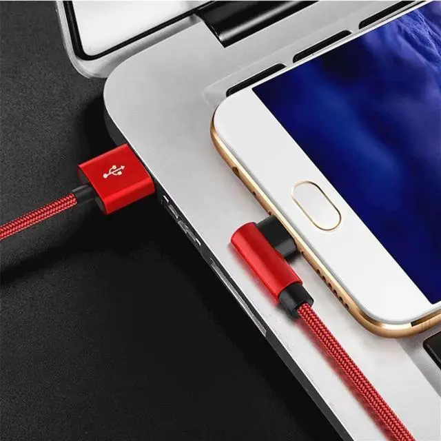 Alt view image 3 of 6 - 3PCS 120W Fast Charging Cable USB 6A to Type-C 90Degree Right Angle for Android Phone Red+Black+Blue 10ft