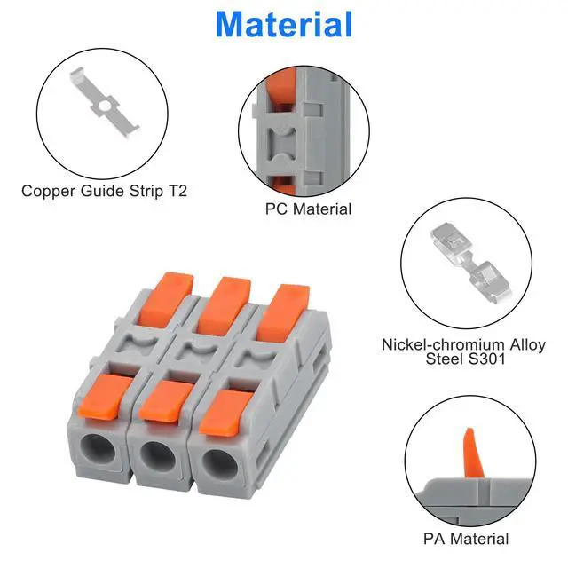 Alt view image 5 of 7 - 30Pcs 3-in-3-Out Lever Wire Connectors Compact Electrical Splicing Terminal Kit