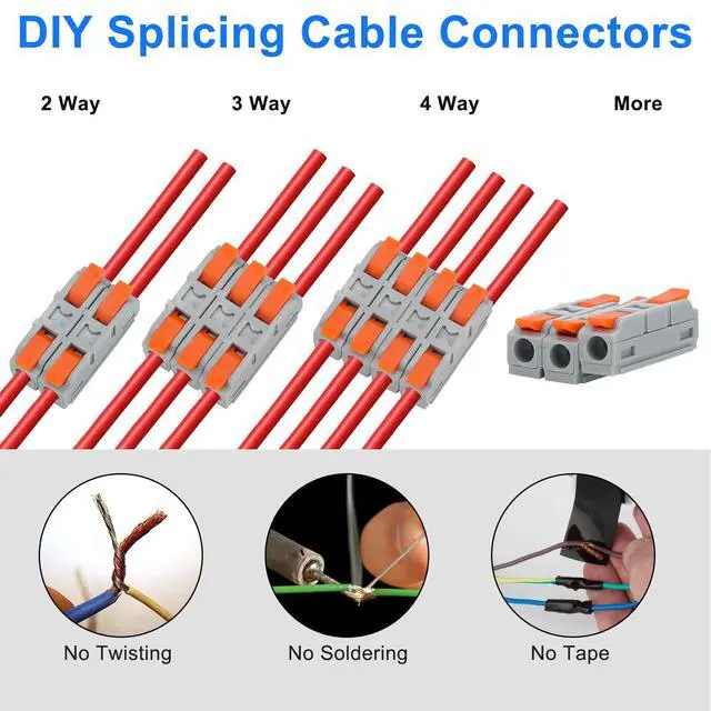 Alt view image 6 of 7 - 30Pcs 3-in-3-Out Lever Wire Connectors Compact Electrical Splicing Terminal Kit