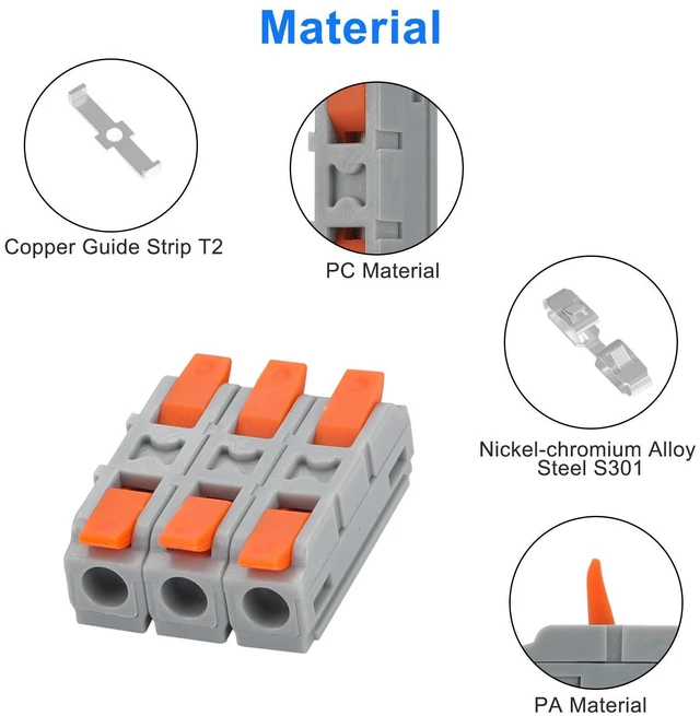 Alt view image 4 of 7 - 30Pcs 3-in-3-Out Lever Wire Connectors Compact Electrical Splicing Terminal Kit 2-in-2-Out-Transparent-20pcs