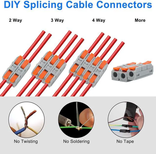 Alt view image 5 of 7 - 30Pcs 3-in-3-Out Lever Wire Connectors Compact Electrical Splicing Terminal Kit 2-in-2-Out-Transparent-20pcs