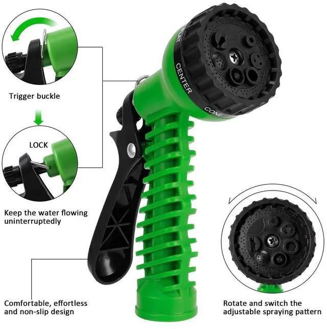 Alt view image 4 of 7 - Expanding Expandable Flexible Garden Water Hose w Spray Nozzle 25, 50, 75, 100FT Green 50 ft