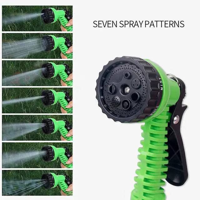 Alt view image 6 of 7 - Expanding Expandable Flexible Garden Water Hose w Spray Nozzle 25, 50, 75, 100FT Green 50 ft