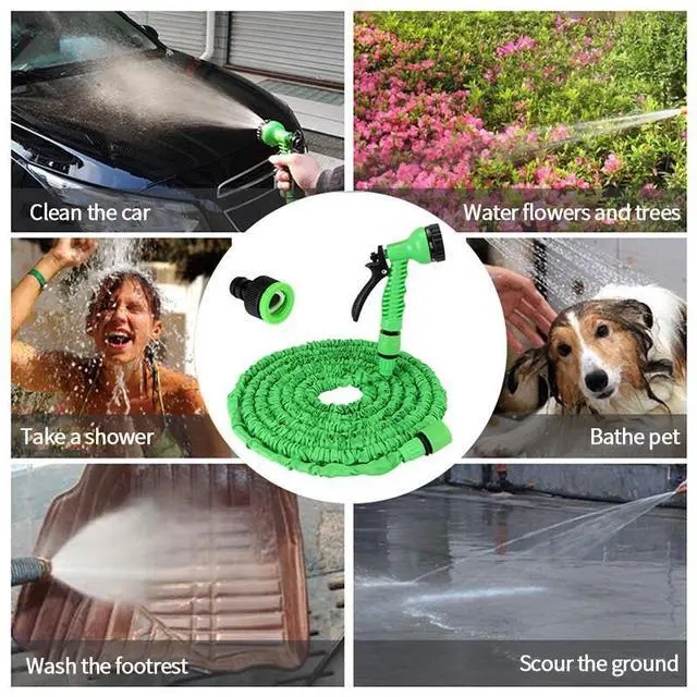 Alt view image 7 of 7 - Expanding Expandable Flexible Garden Water Hose w Spray Nozzle 25, 50, 75, 100FT Green 50 ft