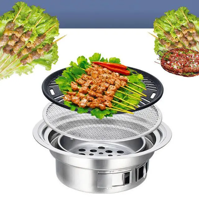 Alt view image 4 of 7 - Portable Camping Grill Stove Charcoal Barbecue Grill Household Korean BBQ Grill