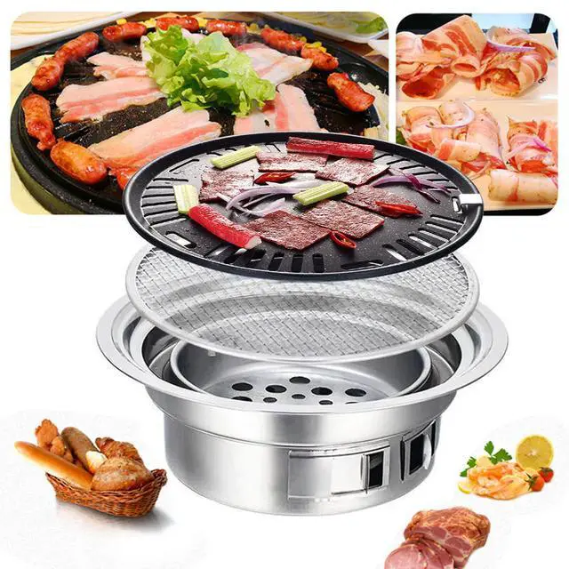 Alt view image 5 of 7 - Portable Camping Grill Stove Charcoal Barbecue Grill Household Korean BBQ Grill