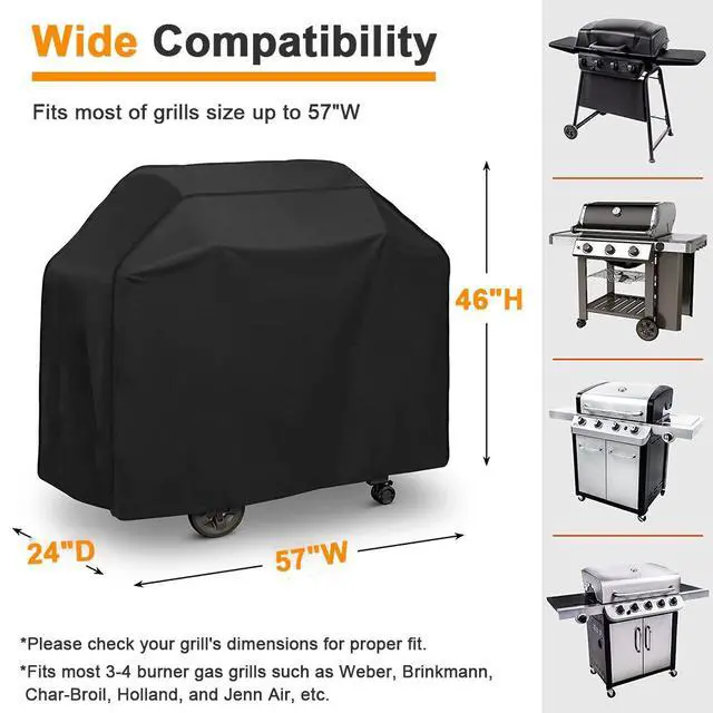 Alt view image 5 of 7 - 57Inch BBQ Gas Grill Cover Outdoor Heavy Duty Barbecue Waterproof UV Protection 420D Oxford Fabric 145x61x117cm