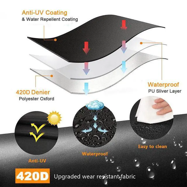 Alt view image 6 of 7 - 57Inch BBQ Gas Grill Cover Outdoor Heavy Duty Barbecue Waterproof UV Protection 420D Oxford Fabric 145x61x117cm