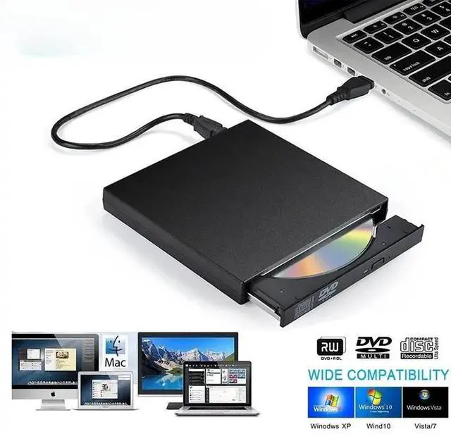 Alt view image 2 of 7 - Slim External CD DVD RW Drive USB 3.0 Writer Burner Player Black For Laptop PC