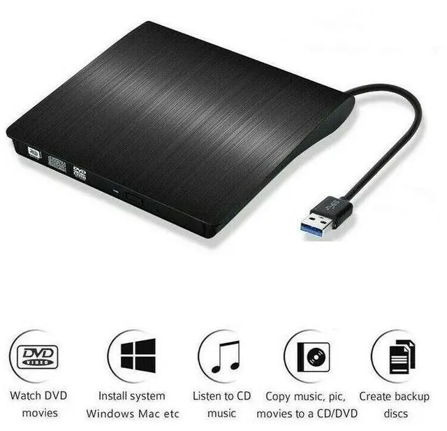 Alt view image 6 of 7 - Slim External CD DVD RW Drive USB 3.0 Writer Burner Player Black For Laptop PC