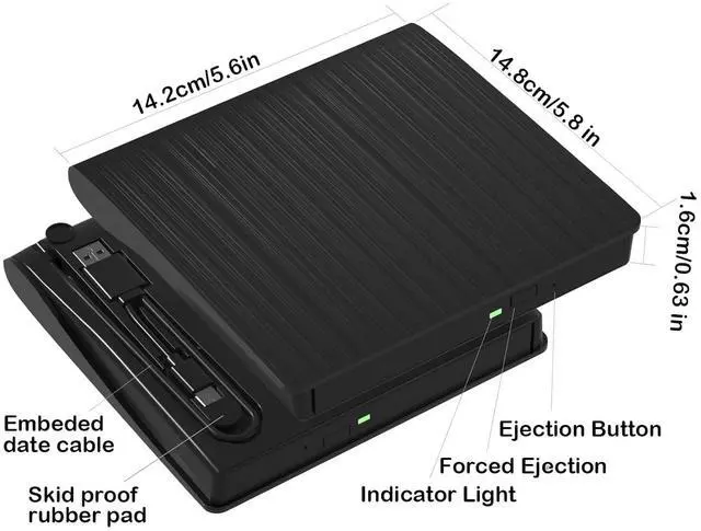 Alt view image 7 of 7 - Slim External CD DVD RW Drive USB 3.0 Writer Burner Player Black For Laptop PC