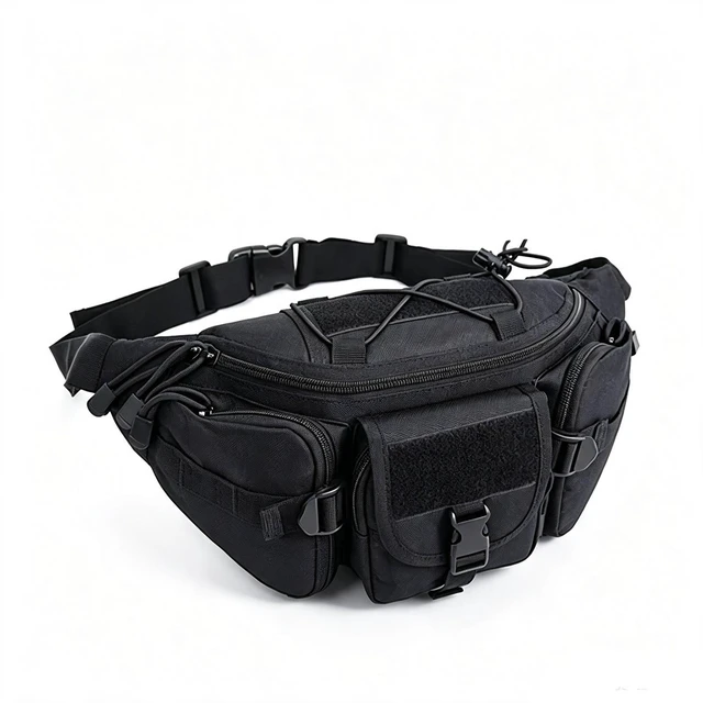 Alt view image 7 of 7 - Tactical Fanny Pack Bumbag Waist Bag Military Hip Belt Outdoor Hiking Fishing Black