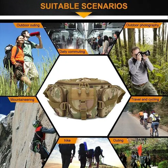 Alt view image 6 of 7 - Tactical Fanny Pack Bumbag Waist Bag Military Hip Belt Outdoor Hiking Fishing Desert