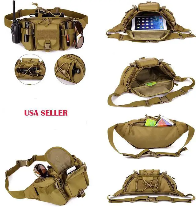 Alt view image 5 of 7 - Tactical Fanny Pack Bumbag Waist Bag Military Hip Belt Outdoor Hiking Fishing Desert