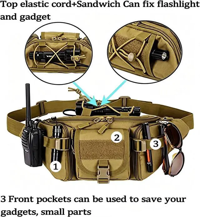 Alt view image 4 of 7 - Tactical Fanny Pack Bumbag Waist Bag Military Hip Belt Outdoor Hiking Fishing Desert