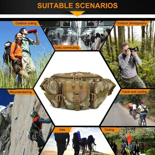 Alt view image 6 of 7 - Tactical Fanny Pack Bumbag Waist Bag Military Hip Belt Outdoor Hiking Fishing Jungle Digital