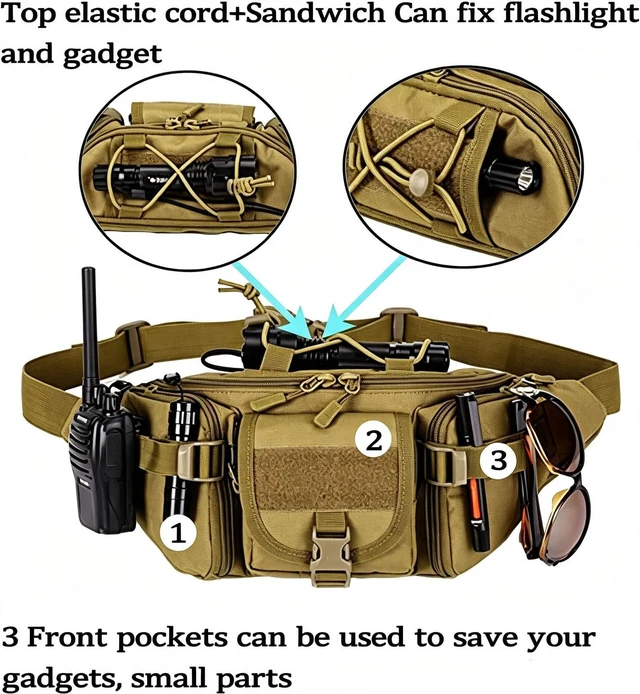 Alt view image 4 of 7 - Tactical Fanny Pack Bumbag Waist Bag Military Hip Belt Outdoor Hiking Fishing Jungle Digital