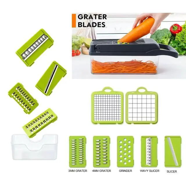 Alt view image 2 of 7 - 16-In-1 Vegetable Fruit Chopper Cutter Food Onion Veggie Dicer Slicer 11 Blade