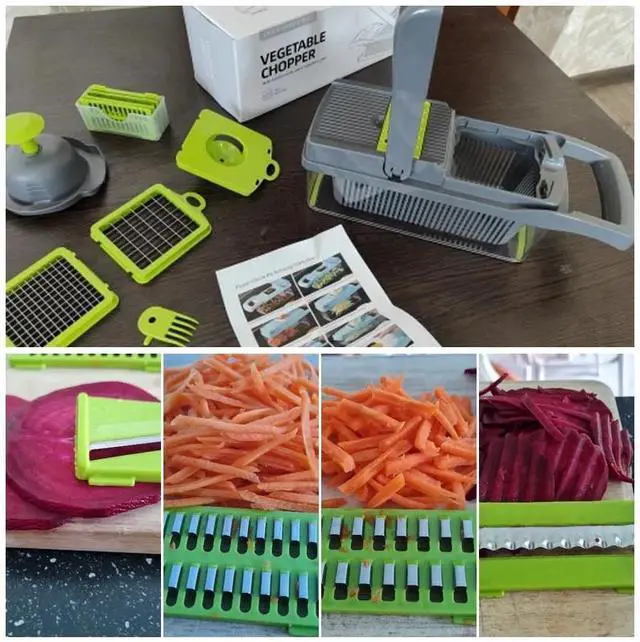Alt view image 7 of 7 - 16-In-1 Vegetable Fruit Chopper Cutter Food Onion Veggie Dicer Slicer 11 Blade