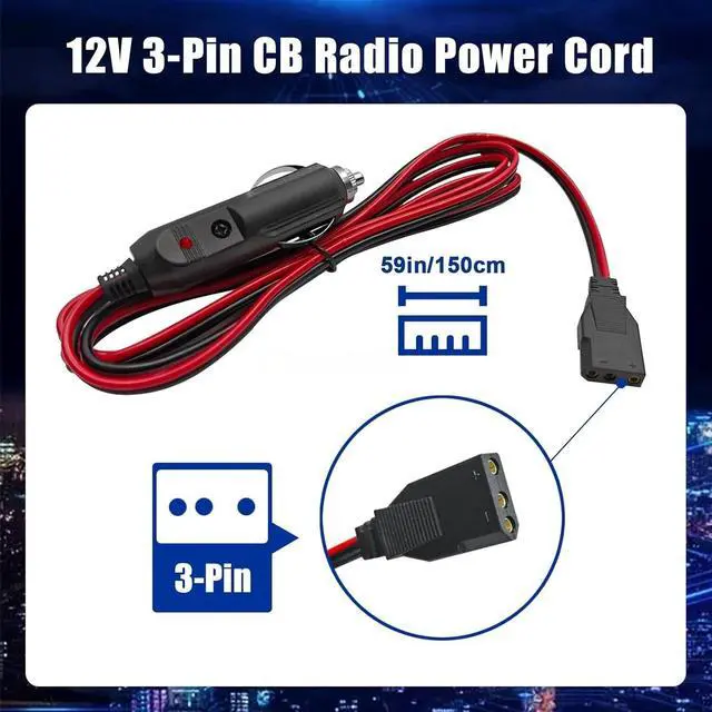 Alt view image 3 of 7 - For Cobra Ranger CB Ham Radios Power Cord 3-Pin Plug & Car Cigarette Socket 12v 2PCS