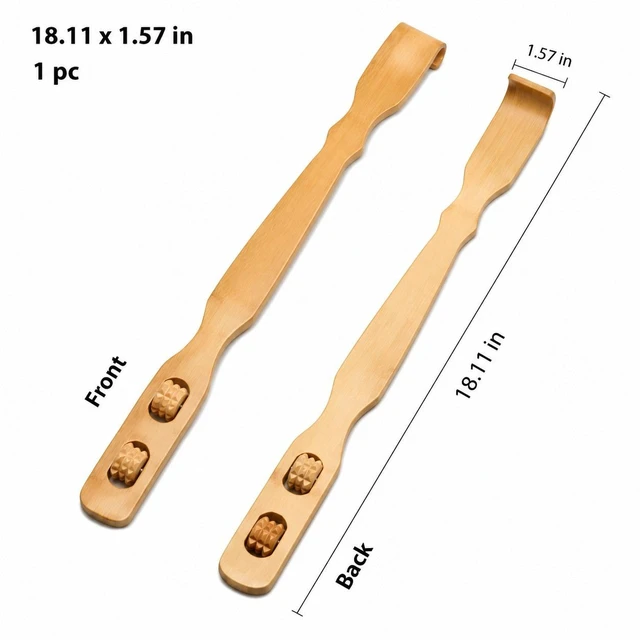 Alt view image 2 of 7 - 4Pcs 18" Bamboo Wooden Itch Therapeutic Relaxer Back Scratcher Massage Roller
