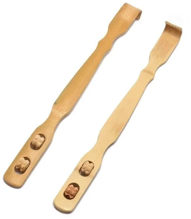 Main image of 4Pcs 18" Bamboo Wooden Itch Therapeutic Relaxer Back Scratcher Massage Roller