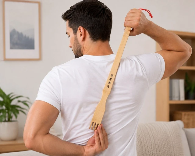 Alt view image 6 of 7 - 4Pcs 18" Bamboo Wooden Itch Therapeutic Relaxer Back Scratcher Massage Roller