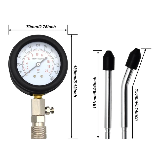 Alt view image 5 of 7 - Engine Cylinder Compression Tester Gauge Kit Gas Petrol Diagnostic Testing Tool