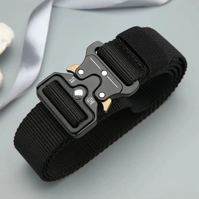 Alt view image 6 of 7 - Genuine Tactical Belt Quick Release Nylon Military Outdoor Sports Black Unisex Coffee+Gold Ear 125CM -49.21 In