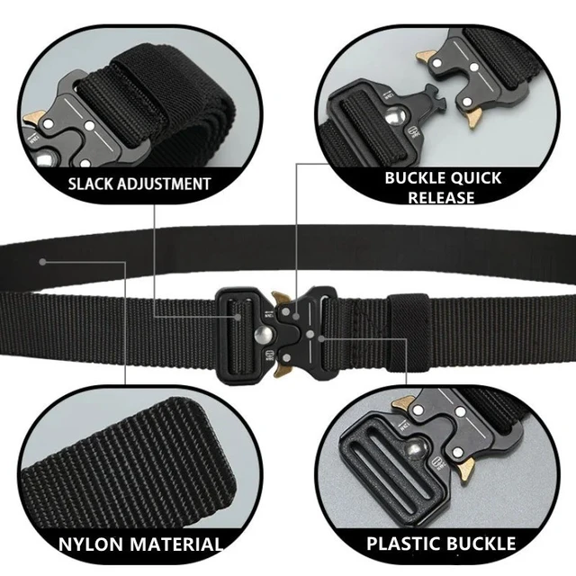 Alt view image 7 of 7 - Genuine Tactical Belt Quick Release Nylon Military Outdoor Sports Black Unisex Coffee+Gold Ear 125CM -49.21 In