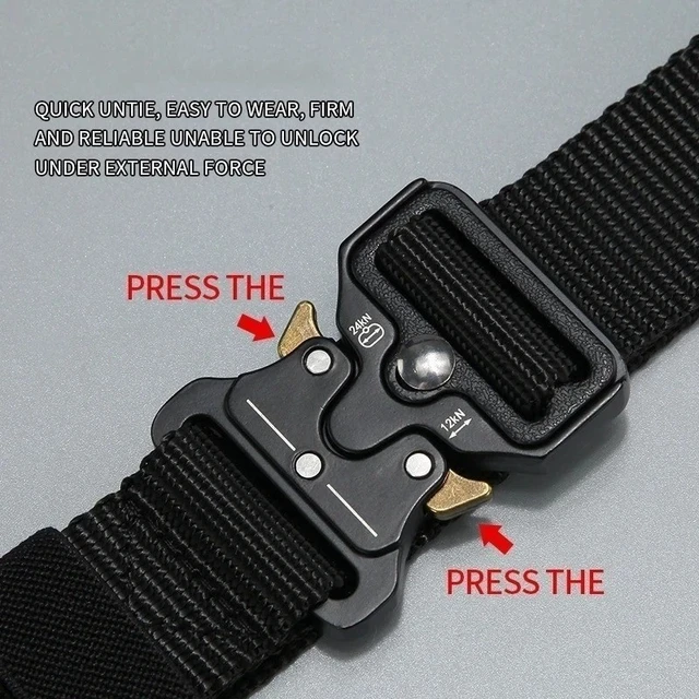 Alt view image 2 of 7 - Genuine Tactical Belt Quick Release Nylon Military Outdoor Sports Black Unisex Coffee+Gold Ear 125CM -49.21 In