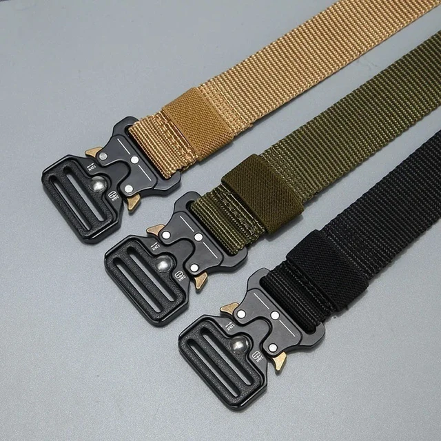 Alt view image 5 of 7 - Genuine Tactical Belt Quick Release Nylon Military Outdoor Sports Black Unisex Coffee+Gold Ear 125CM -49.21 In