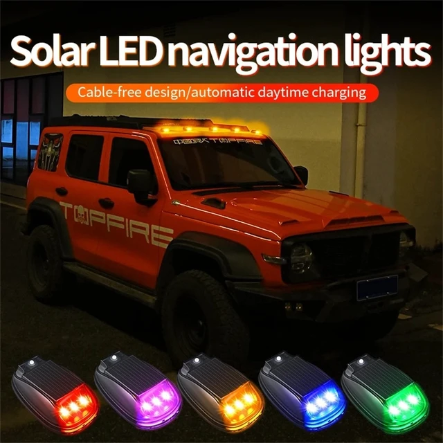 Alt view image 4 of 7 - 2Pcs Solar Powered LED Navigation Lights Cab Roof Lights For Car Truck